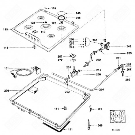 LEFT FRONT INJECTOR SUPPORT (REFERENCE 248) ELECTRIC / GAS HOBS - 77X9330