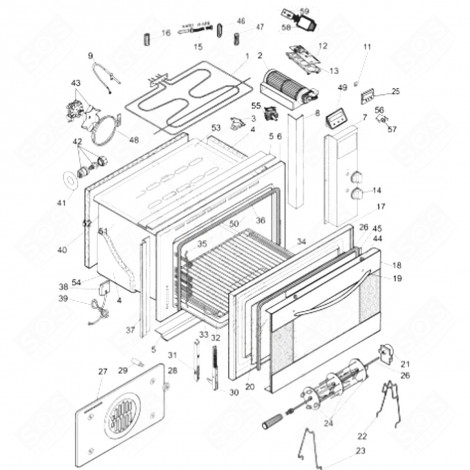 REAR PANEL, DOOR (MARK 52) GAS / ELECTRIC OVENS - C00089414