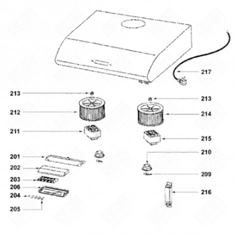 MOTOR (REFERENCE 215) EXTRACTOR HOOD - 74X3024