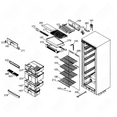 DRAWER (REFERENCE 223) REFRIGERATOR, FREEZER - 46X0797