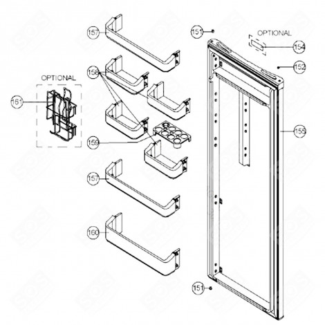 WHITE REFRIGERATOR DOOR (MARK 155) REFRIGERATOR, FREEZER - 20600422