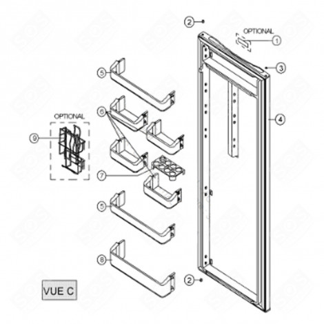 FREEZER DOOR (REFERENCE NUMBER 4) REFRIGERATOR, FREEZER - 42000007