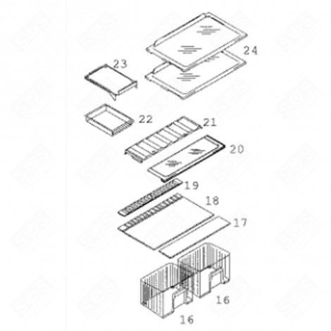 GLASS SHELF (REFERENCE 24) REFRIGERATOR, FREEZER - 43X9813