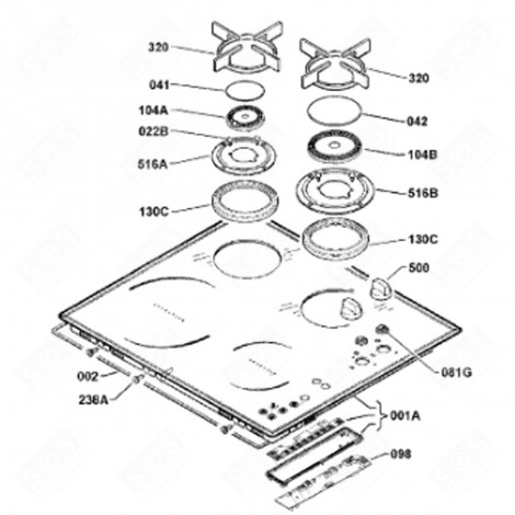 BLACK BUTTON (REFERENCE 500) ORIGINAL GAS / ELECTRIC OVENS - 3550308096