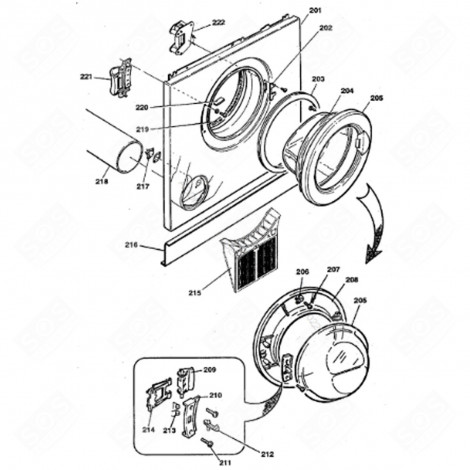 COMPLETE PORTHOLE (MARKING 205) TUMBLE DRYER - 37940