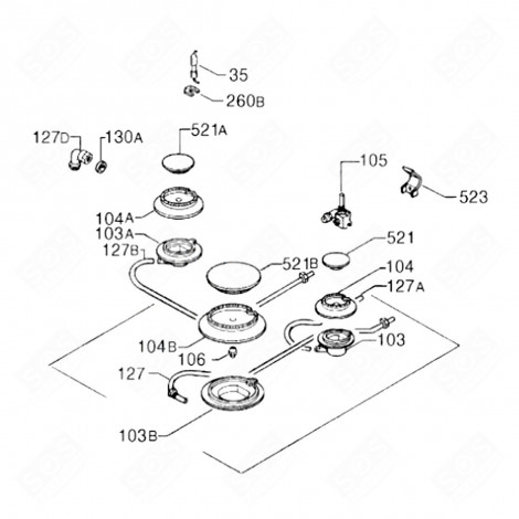 TUBE 3+1 (REFERENCE 127) ELECTRIC / GAS HOBS - 354149201