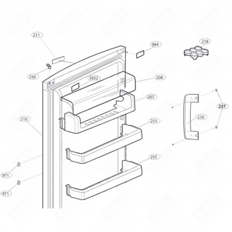 UPPER SHELF (REFERENCE 207) 438X93X93 MM REFRIGERATOR, FREEZER - 4807160300