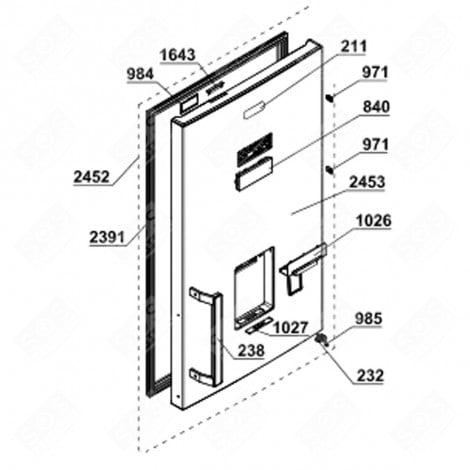 FREEZER DOOR (REFERENCE NUMBER 2453) REFRIGERATOR, FREEZER - 4661130100