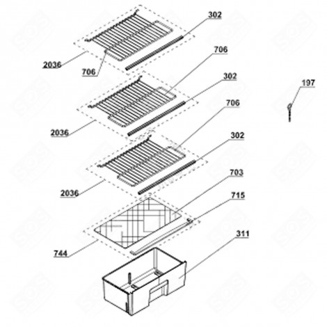 TRAY, WIRE SHELF (MARK 706) REFRIGERATOR, FREEZER - 4547030100