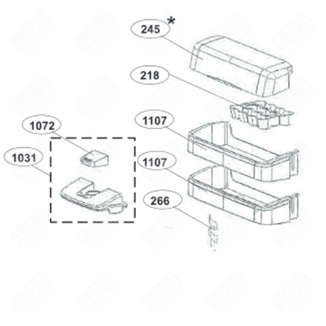 DOOR SHELF (REFERENCE NUMBER 1107) REFRIGERATOR, FREEZER - 4334330372