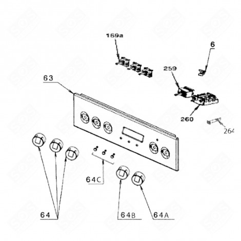 OVEN BUTTON (REFERENCE 64) GAS / ELECTRIC OVENS - 3425715004