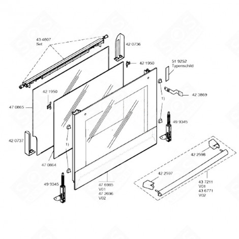 OUTER GLASS (MARK N°476985) GAS / ELECTRIC OVENS - 00476985