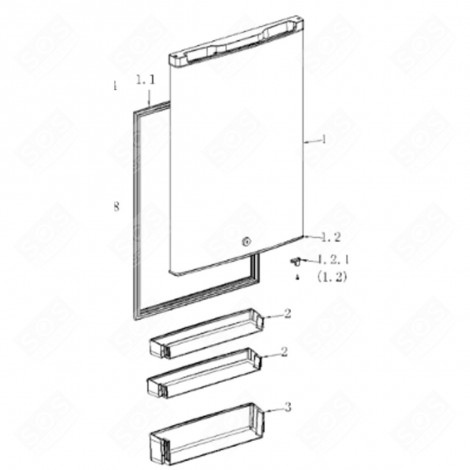 REFRIGERATOR DOOR (MARK 1) REFRIGERATOR, FREEZER - FR000711