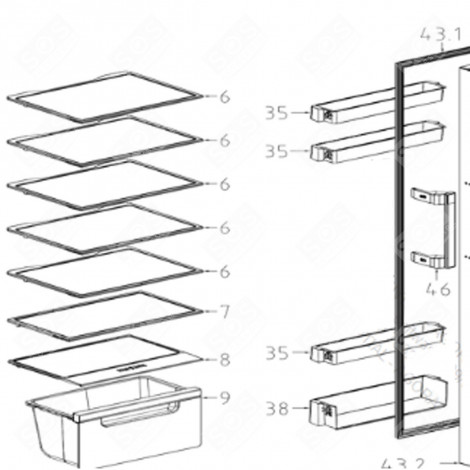 DOOR SHELF (REFERENCE 35) REFRIGERATOR, FREEZER - FR000523