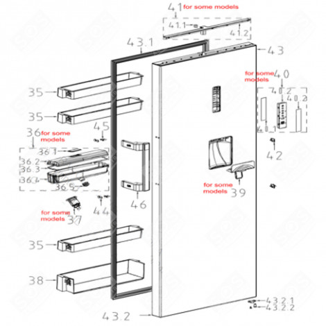 BOTTLE SHELF (REFERENCE 38) REFRIGERATOR, FREEZER - FR000516