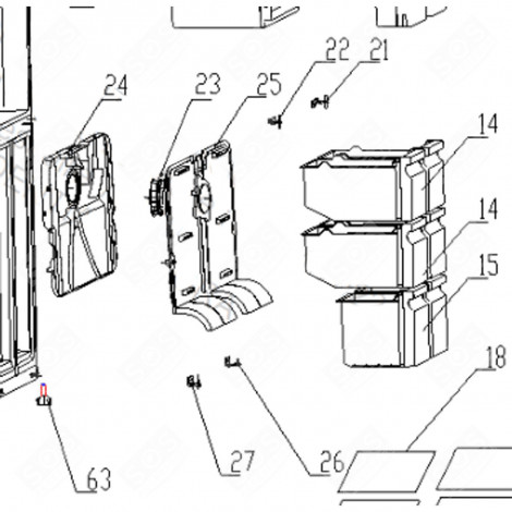 CENTRAL HINGE (REFERENCE 21) REFRIGERATOR, FREEZER - FR000225