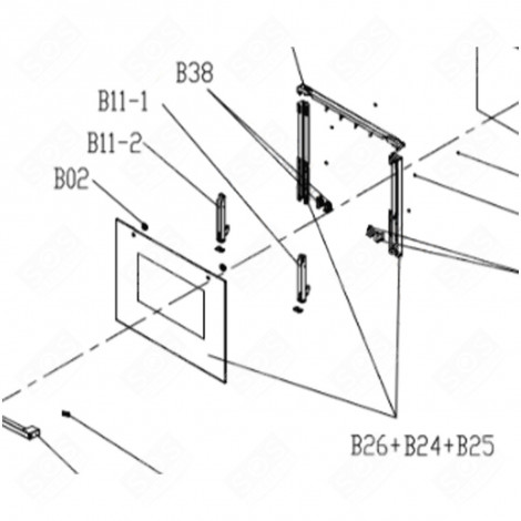 OUTER GLASS + PROFILES B26 + B24 + B25) GAS / ELECTRIC OVENS - CU005088