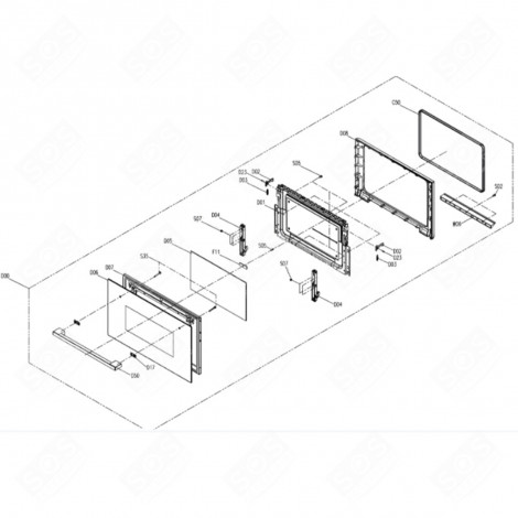 ASSEMBLED DOOR (REFERENCE D00) GAS / ELECTRIC OVENS - CU000791