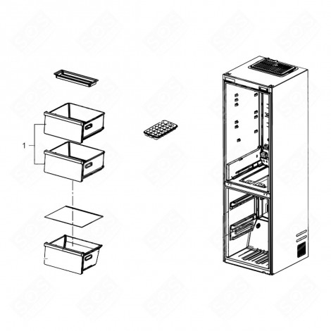 UPPER TRAY (FREEZER SECTION) REFRIGERATOR, FREEZER - DA97-15512A