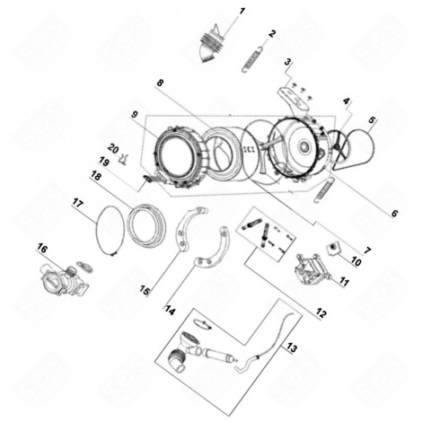 DOOR HINGE (REFERENCE 17) WASHING MACHINES - 1067357, 34010645