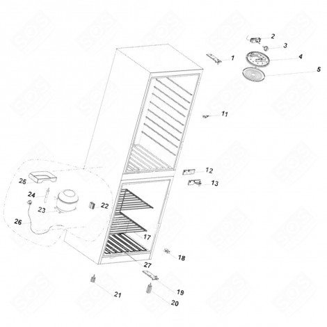 RIGHT UPPER HINGE (MARK 1) REFRIGERATOR, FREEZER - 1058841, 53040240