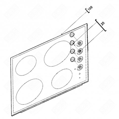 GLASS COVER NO. 100 ELECTRIC / GAS HOBS - 0SPP0804